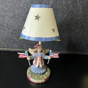 Crazy Mountain Yankee Candle July Angel Tin Shade‎ 8" Tealight Holder Patriotic